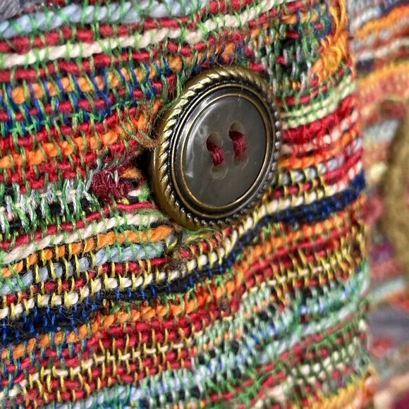 FIBER ART Womens Embroidered Jacket Size L Terra Cotta Blue WOVEN Coat SOUTHWEST - Picture 4 of 15